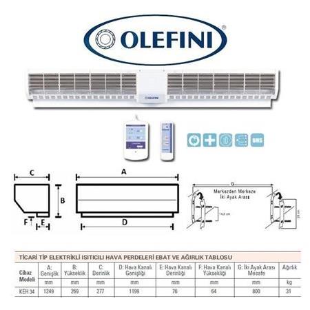 Olefini KEH-34 Ticari Tip Elektrikli Isıtıcılı Hava Perdesi