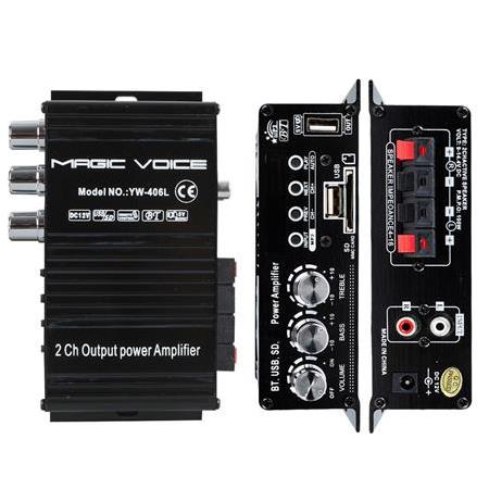 MAGICVOICE YW-406L 12 VOLT 100 WATT MOTOSİKLET BLUETOOTH AMFİ USB/SD 2 KANAL PAZARCI - ANFİ (154X80X