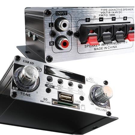 MAGİCVOİCE YW-191L 12 VOLT 100 WATT MOTOSİKLET BLUETOOTH AMFİ USB/SD 2 KANAL PAZARCI - ANFİ (125X95X