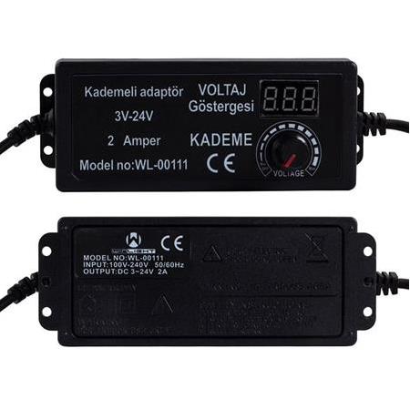 Winlight 3 Volt - 24 Volt 2 Amper 5.5x2.5mm Uçlu Dıgıtal Ekranlı Ayarlı Kademeli Adaptö