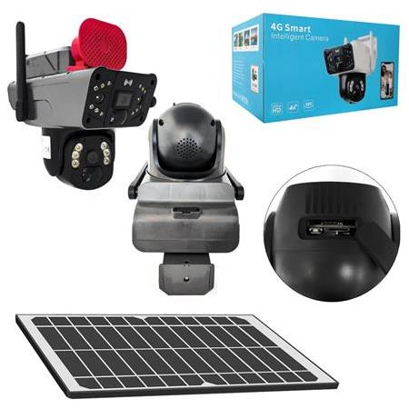 O-KAM-3915 4G 6MP Dual Lens Solar PTZ Camera Sirenli