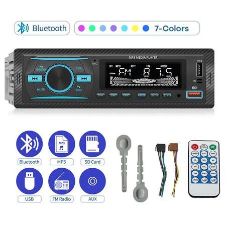 Premio KAC38 RGB 7 Renkli Çift Bluetooth Kumandalı 4x55 Watt Mekaniksiz Oto Teyp