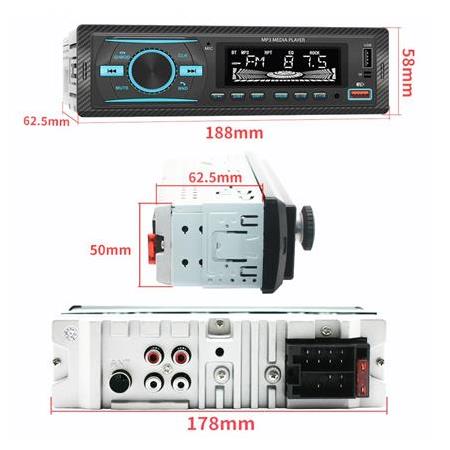 Premio KAC38 RGB 7 Renkli Çift Bluetooth Kumandalı 4x55 Watt Mekaniksiz Oto Teyp