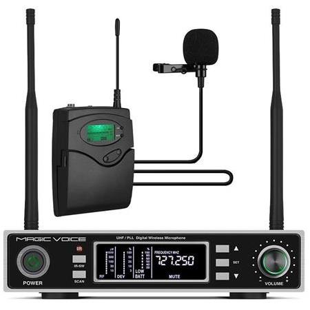 Magicvoice MV-1100Y Çift Tunerli Kablosuz 1 Yaka Telsiz UHF Mikrofon