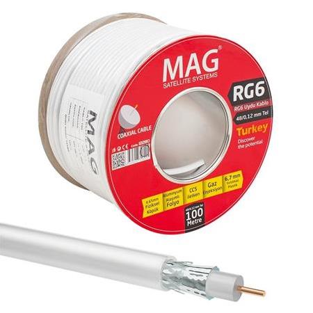 Mag RG6/U4 0.80 Mm 48x0.12 Tel CCS 100 Metre Anten Kablosu